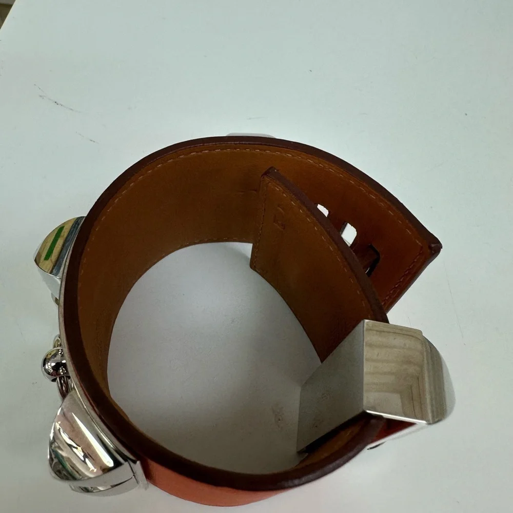 Hermès Collier de Chien (CDC) Wide Leather Cuff Bracelet – Orange